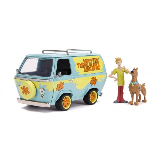 Set microbuz metalic scara 1:24 cu 2 figurine Scooby-Doo si Shaggy