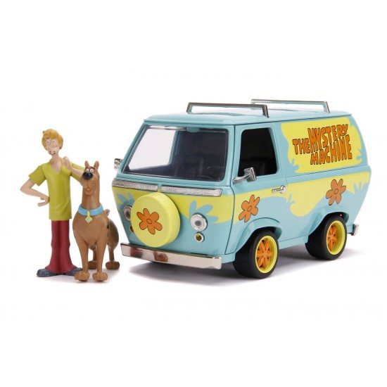 Set microbuz metalic scara 1:24 cu 2 figurine Scooby-Doo si Shaggy