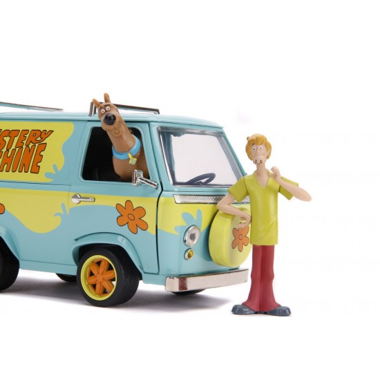 Set microbuz metalic scara 1:24 cu 2 figurine Scooby-Doo si Shaggy