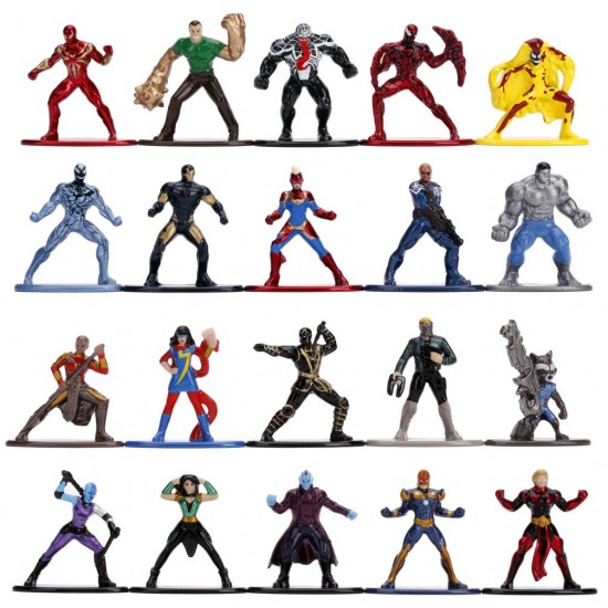 Set 20 de figurine metalice cu eroii Marvel si figurina Iron Man inclusa