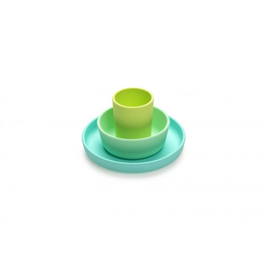 Set 3 recipiente silicon hrana bebe Melii - Blue, Lime, Mint