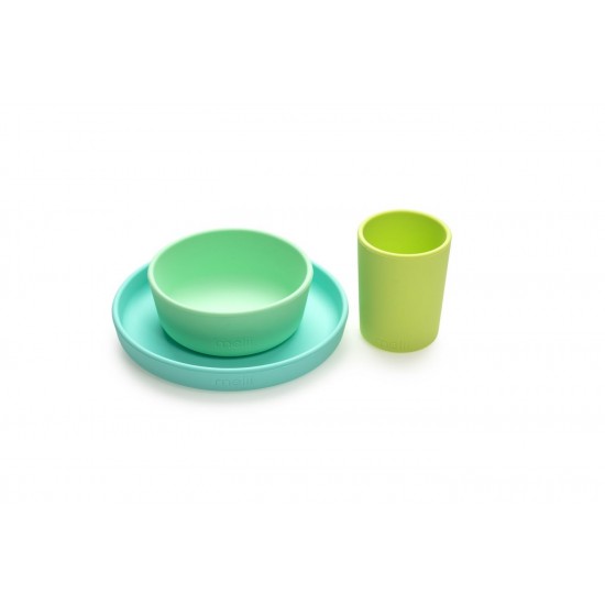 Set 3 recipiente silicon hrana bebe Melii - Blue, Lime, Mint