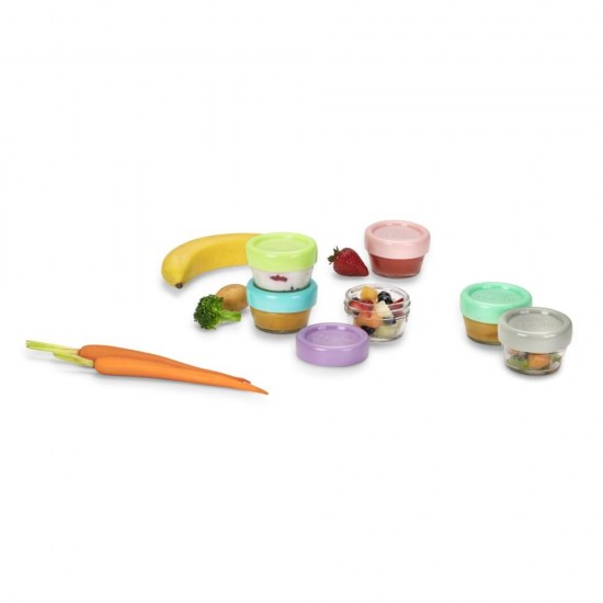 Set 6 recipiente sticla pentru hrana bebe Melii 59 ml