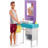 Set de joaca Barbie - Ken cu mobilier si accesorii baie