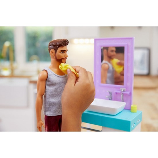 Set de joaca Barbie - Ken cu mobilier si accesorii baie