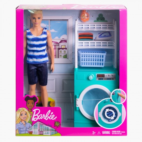 Set de joaca Barbie - Ken cu mobilier si accesorii spalatorie