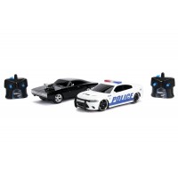 Set 2 masinute Fast and Furious cu telecomanda Toyota Supra si Dodge Charger SRT scara 1:16