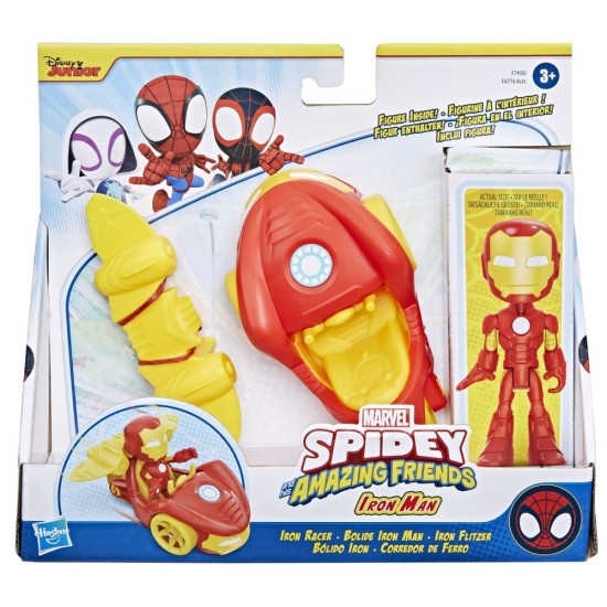 Set masinuta, figurina si accesoriu Iron Man Spidey Prietenii Extraordinari 