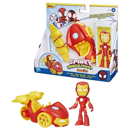 Set masinuta, figurina si accesoriu Iron Man Spidey Prietenii Extraordinari 