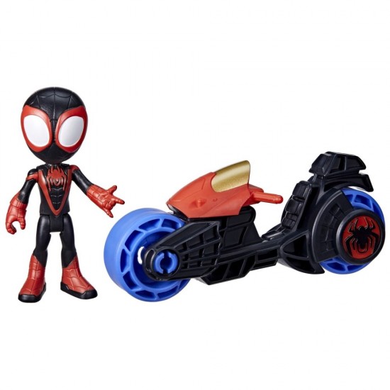 Set motocicleta si figurina Miles Morales Spider Man Spidey Prietenii Extraordinari 10 cm