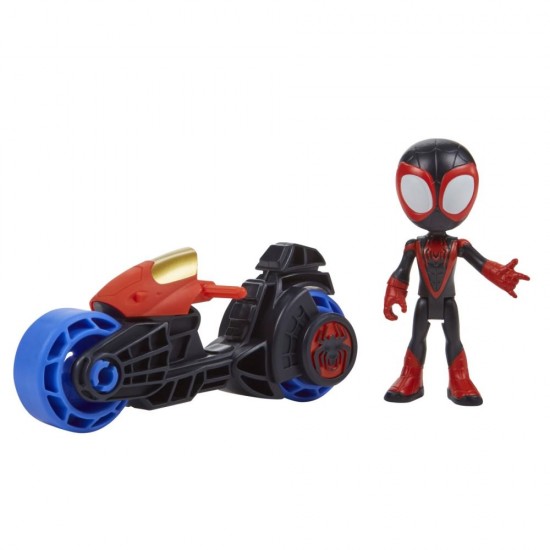 Set motocicleta si figurina Miles Morales Spider Man Spidey Prietenii Extraordinari 10 cm