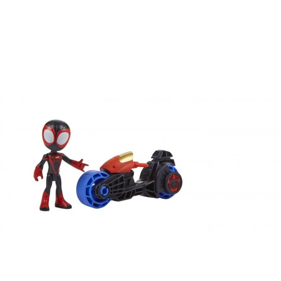 Set motocicleta si figurina Miles Morales Spider Man Spidey Prietenii Extraordinari 10 cm