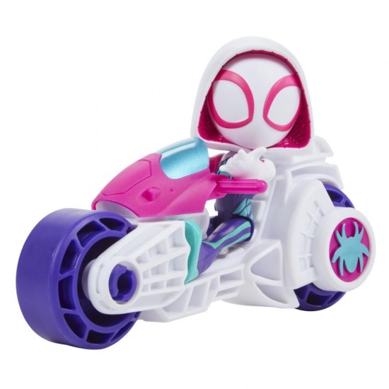 Set motocicleta si figurina Ghost Spider Spidey Prietenii Extraordinari 10 cm