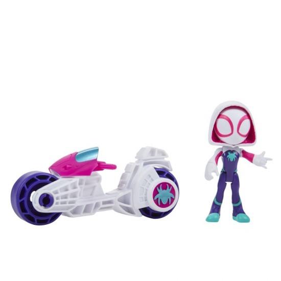 Set motocicleta si figurina Ghost Spider Spidey Prietenii Extraordinari 10 cm