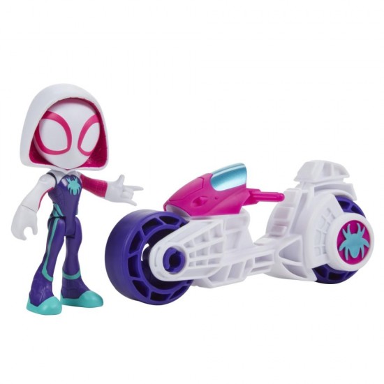 Set motocicleta si figurina Ghost Spider Spidey Prietenii Extraordinari 10 cm