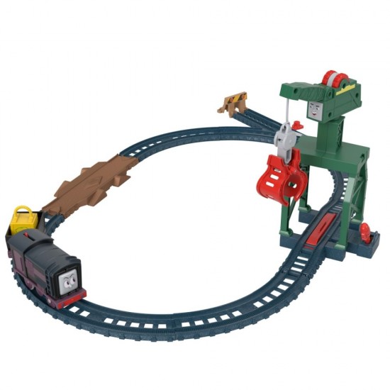 Set de joaca Thomas cu locomotive Diesel si Cranky motorizate si accesorii