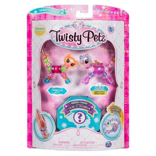 Set 3 bratari animalute pisicuta, ponei si surpriza Twisty Petz