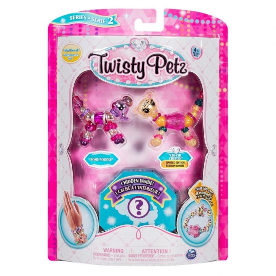 Set 3 bratari animalute pudel, ghepard si surpriza Twisty Petz