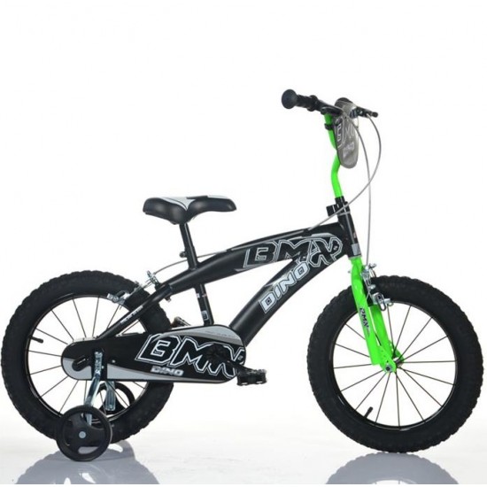 Bicicleta copii BMX 16 inch Dino Bikes negru-verde