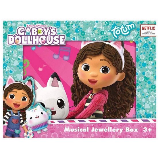 Cutie muzicala pentru bijuterii cu figurina Gabby Dollhouse si oglinda