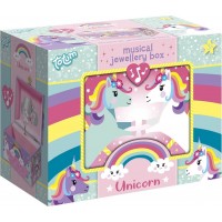 Cutie muzicala pentru bijuterii cu figurina unicorn si oglinda