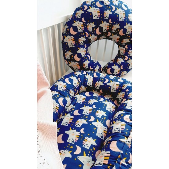 Baby nest din bumbac Eko Navy