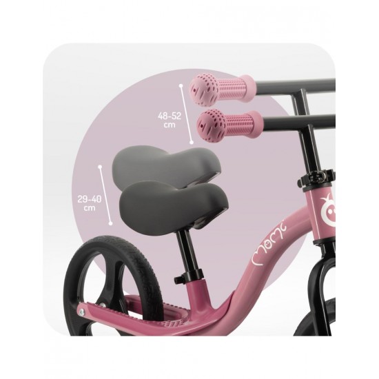 Bicicleta fara pedale cu roti led Momi Isoka Pink Bicicleta fara pedale cu roti led Momi Isoka Pink
