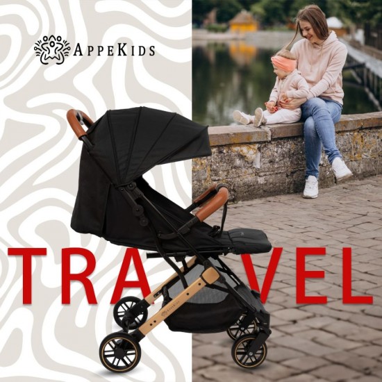 Carucior Sport AppeKids Travel, Ultracompact, Tip Troller, Black Carucior Sport AppeKids Travel, Ultracompact, Tip Troller, Black