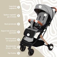 Carucior Sport AppeKids Travel, Ultracompact, Tip Troller, Grey