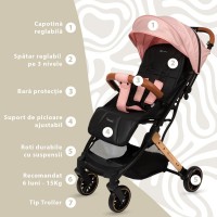 Carucior Sport AppeKids Travel, Ultracompact, Tip Troller, Pink