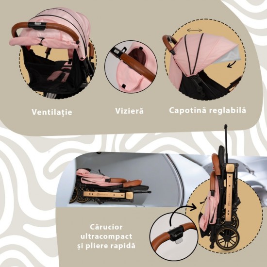 Carucior Sport AppeKids Travel, Ultracompact, Tip Troller, Pink Carucior Sport AppeKids Travel, Ultracompact, Tip Troller, Pink