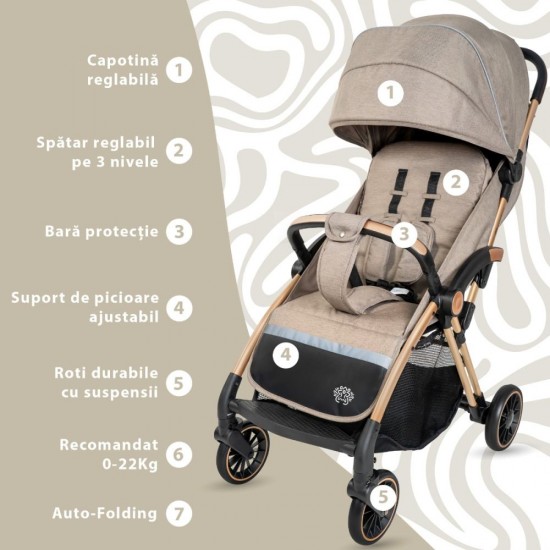 Carucior Sport AppeKids Upp Ultracompact Bubble Beige