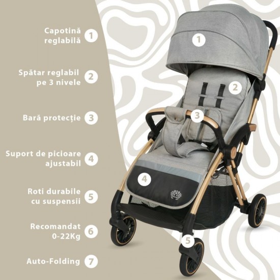 Carucior Sport AppeKids Upp Ultracompact Powder Grey