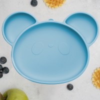 Farfurie din silicon cu ventuza AppeKids Panda Aqua Blue