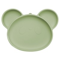 Farfurie din silicon cu ventuza AppeKids Panda Raw Green