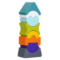 Set constructii Cubika Turn cu acoperis turquoise