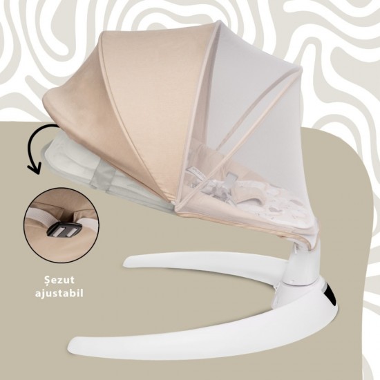 Leagan electric pentru bebelusi, cu spatar reglabil si senzor de miscare, AppeKids Evoque - Bubble Beige Leagan electric pentru bebelusi, cu spatar reglabil si senzor de miscare, AppeKids Evoque - Bubble Beige