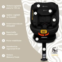 Scaun auto Appekids, I-SIZE, 40-150 cm, Rear Facing 360°, Pro Confort - Black