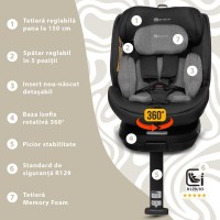 Scaun auto Appekids, I-SIZE, 40-150 cm, Rear Facing 360°, Pro Confort - Grey