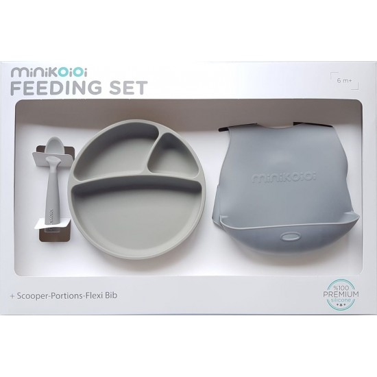 Set de hranire BWL II Minikoioi 100% Premium Silicone Powder Grey