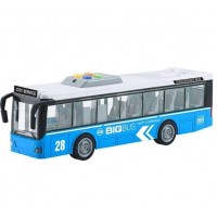 Autobuz scolar cu sunete, lumini si functie usi deschise scara 1:16 albastru