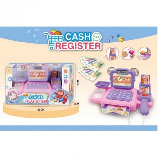 Casa de marcat pentru copii Cash Register cu sunete, roz/mov 