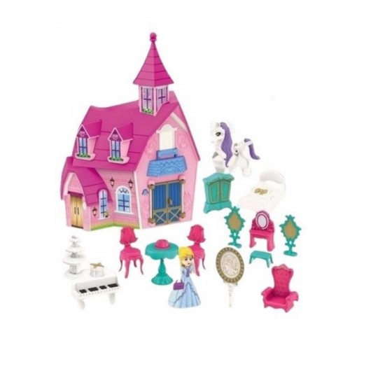 Castel muzical cu lumini si accesorii Funny Dream Castle roz