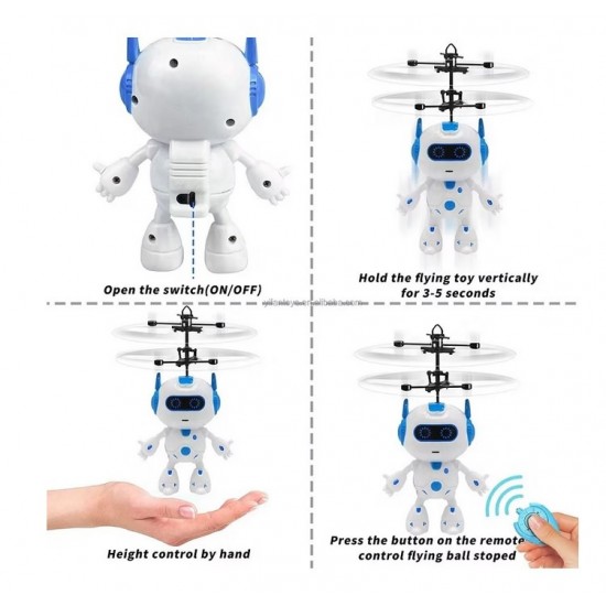 Jucarie interactiva robotel zburator cu telecomanda si inductie 