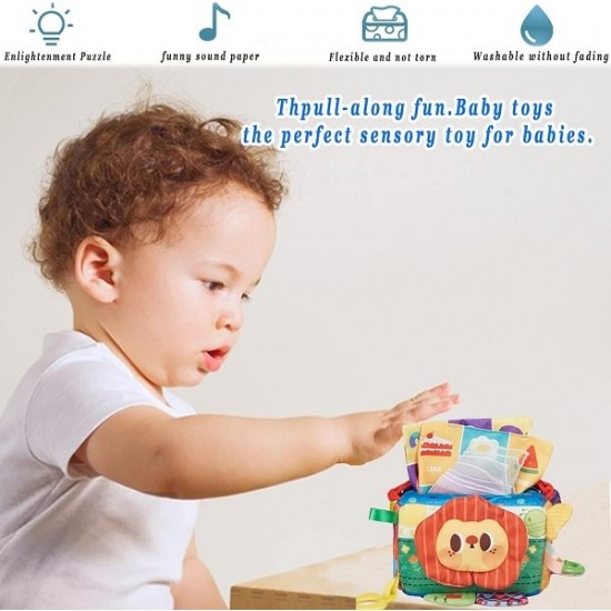 Jucarie senzoriala cu activitati pentru bebelusi Baby Tissue Box