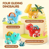 Set 4 masinute pentru bebelusi Dinozaur 