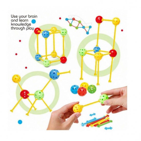 Set educativ asamblare Geometrie cu bile si bete 88 piese