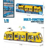 Tramvai cu sunete, lumini si functie usi deschise 42 cm galben