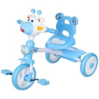 Tricicleta cu pedale si scaunel cu spatar Girafa, albastru