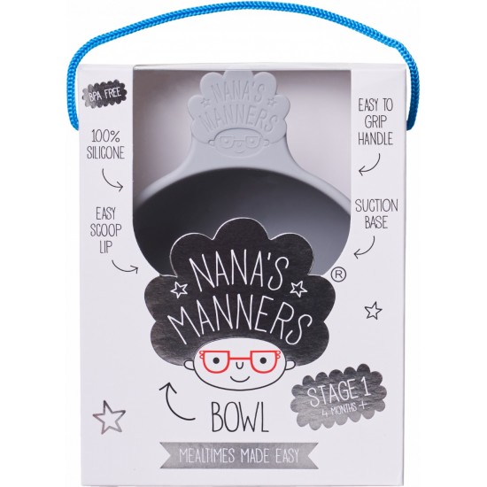 Bol pentru diversificare Nana's Manners cu ventuza, etapa 1 - gri